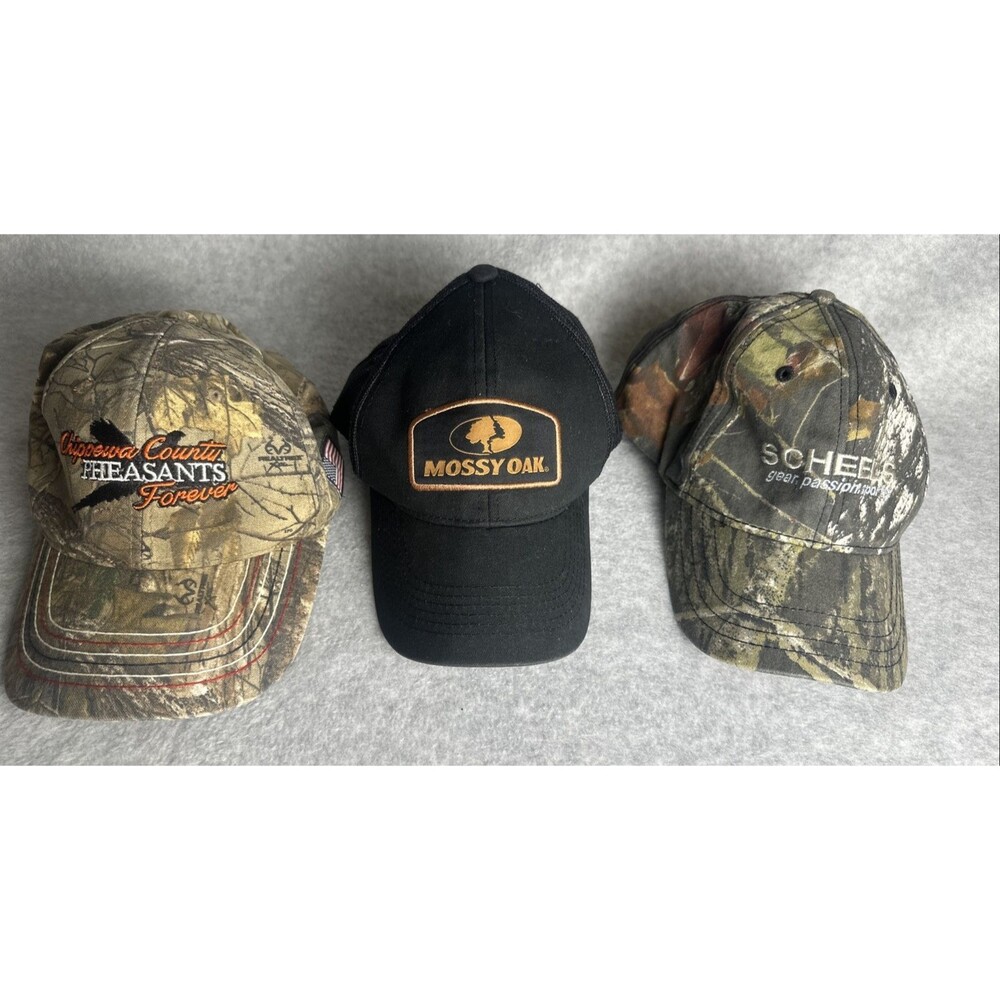 Mossy Oak Scheels Chippewa Pheasants Camo Hunting Caps Trucker Hat Lot Of 3